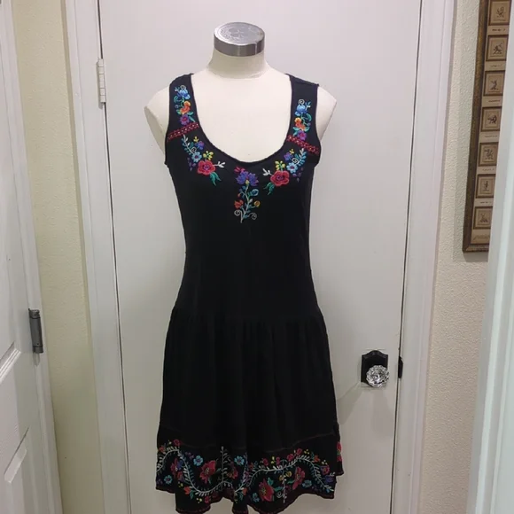 Vintage Johnny Was Tank Dress With Full Skirt And Embroidery. Size Small. - Picture 1 of 9